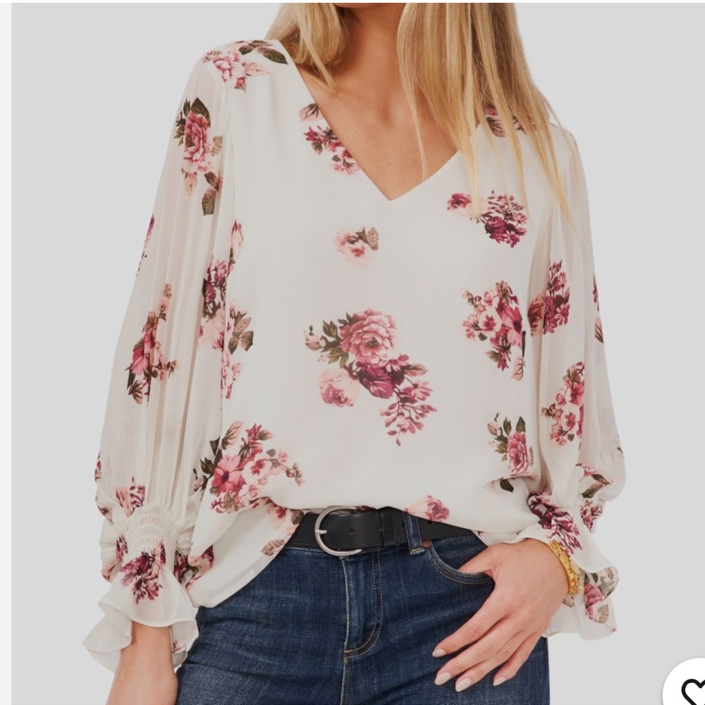 Vince Camuto Women's White Floral Blouse